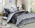 Black Floral 3-Piece Microfiber Bedding Set: Duvet Cover and Pillow Shams