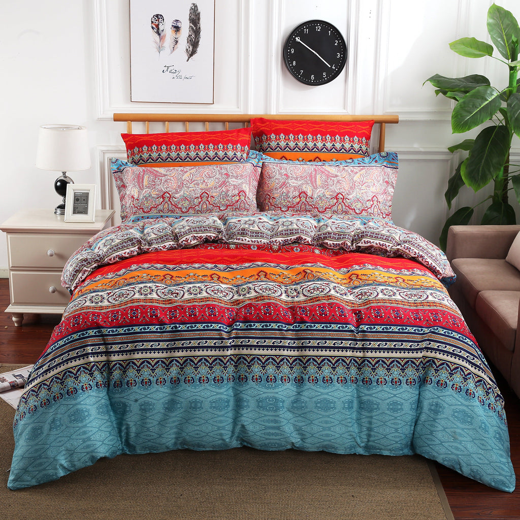 Colorful Boho Mandala Paisley 5-Piece Bedding Set: Duvet Cover and Pillow Shams