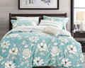 Blue Floral 5 Piece 100% Cotton Bedding Set: Duvet Cover, Two Pillowcases and Two Pillow Shams