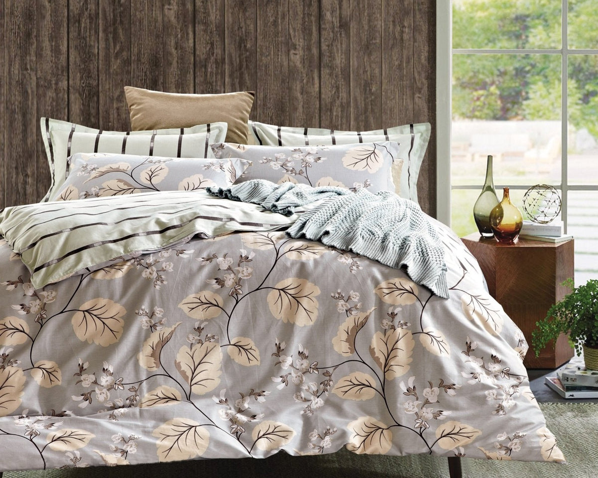 Botanical Prints 3 Piece 100% Cotton Bedding Set: Duvet Cover and Two Pillow Shams